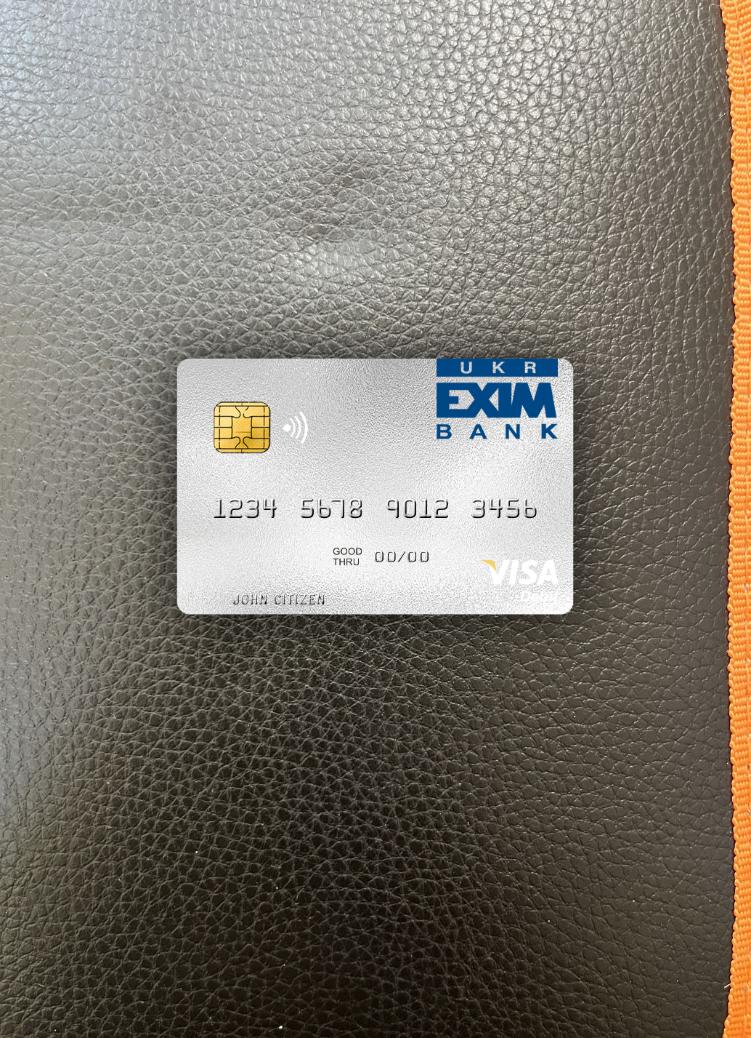 Download Ukraine Ukreximbank visa debit card photolook front Photoshop template